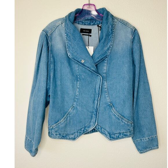 NWT Isabel Marant Medium Wash Pauline Snap Front Denim Jean Jacket 40 / L - Picture 6 of 15